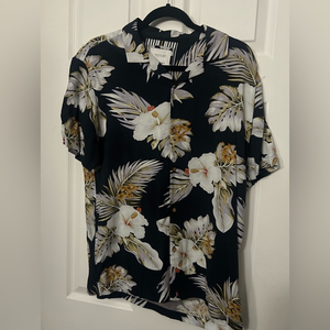 Cactus Man by‎ Ricky Singh men’s black tropical button down shirt size medium